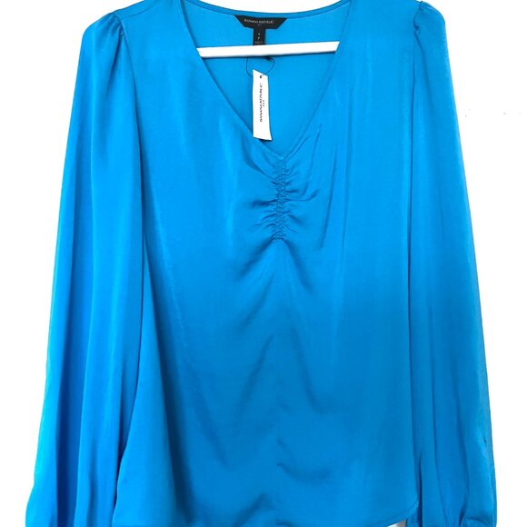 Bright Royal blue Banana Republic long sleeves women blouse size small - Picture 6 of 9